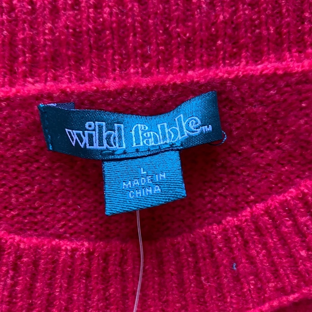 Wild Fable Vibrant Red Crew Neck Crop Sweater - Picture 2 of 4